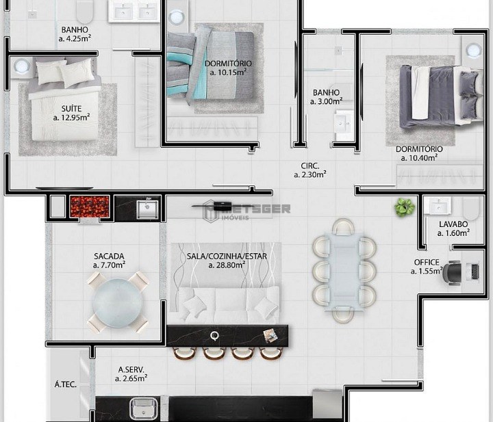 Apartamento Na Planta Com 3 Dormitórios E 2 Vagas No Tabuleiro Em Camboriú
